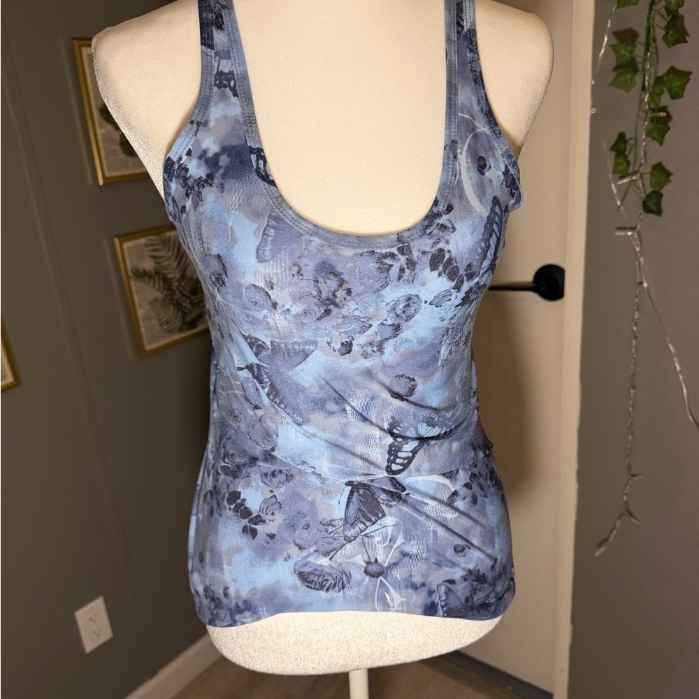 Old No Boundaries Blue‎ and Black Floral Tank Top